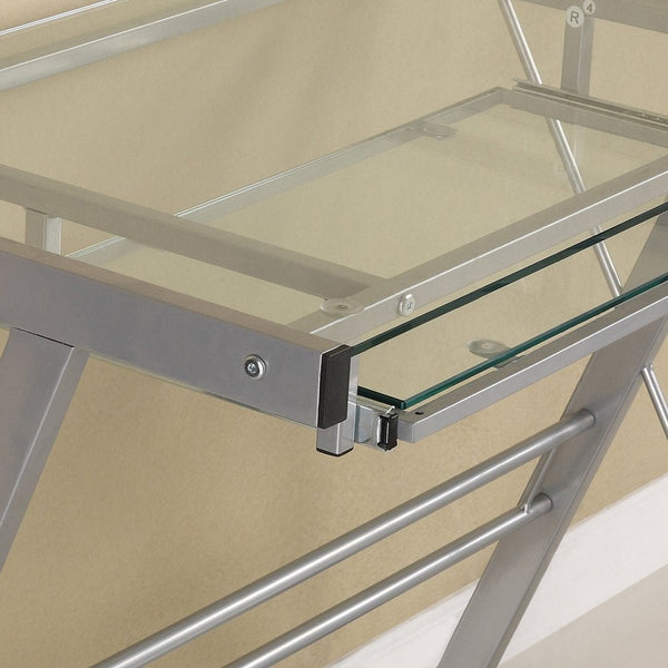 Modern Corner Computer Desk in Metal and Glass - Deals Kiosk