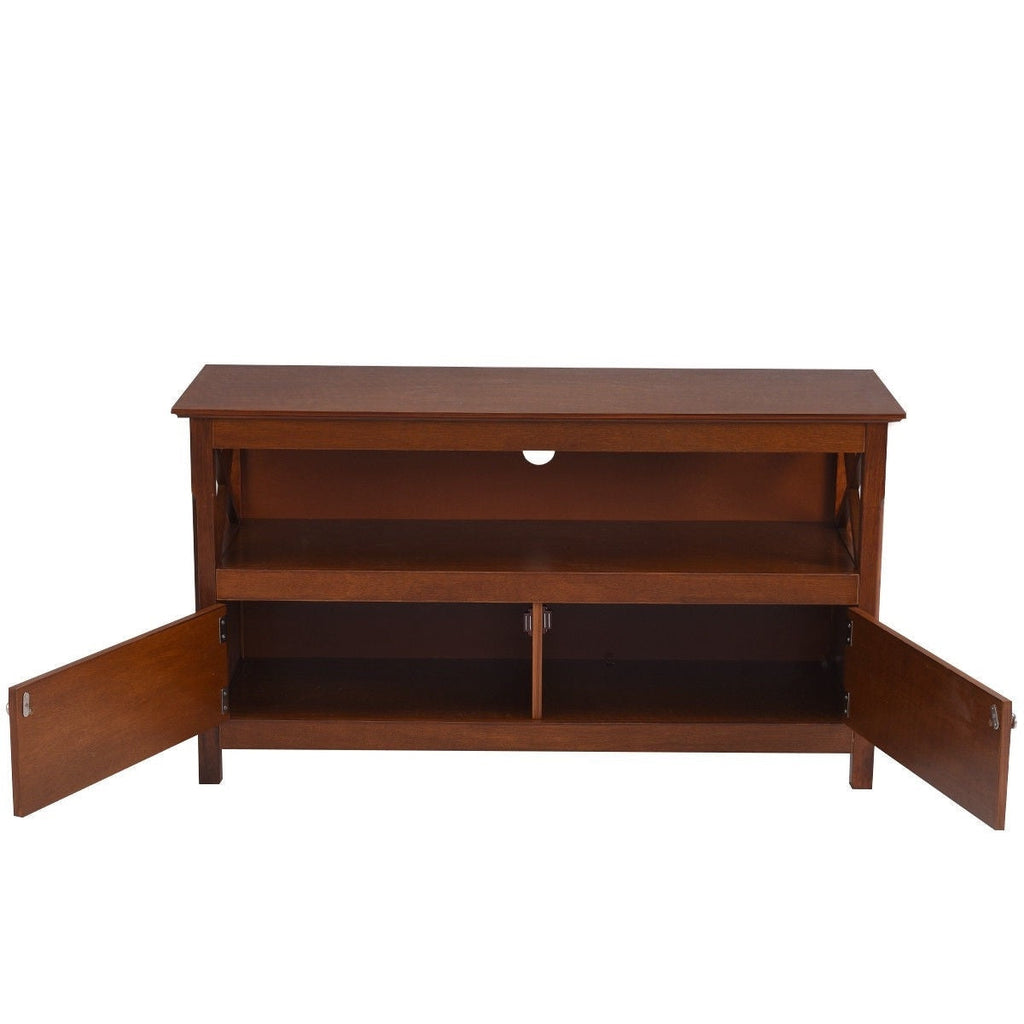 Brown Wood 44-inch Entertainment Center TV Stand Cabinet with Storage - Deals Kiosk