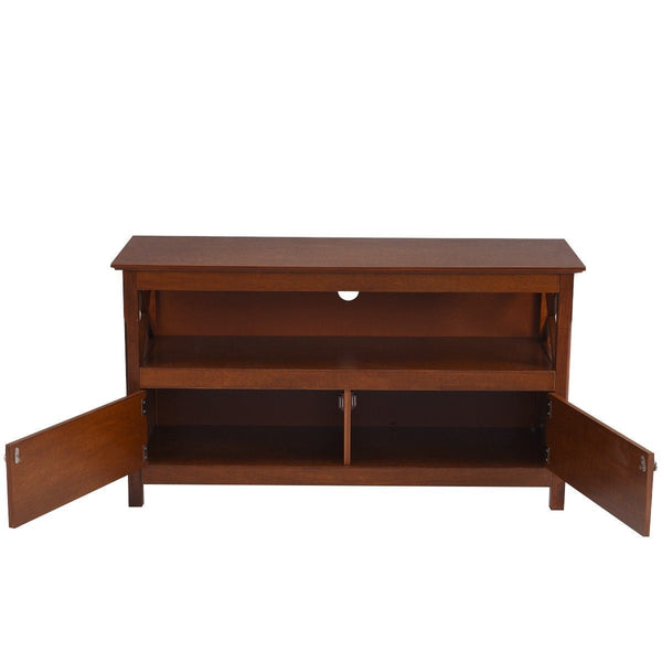 Brown Wood 44-inch Entertainment Center TV Stand Cabinet with Storage - Deals Kiosk