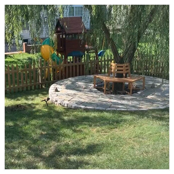 Hexagonal Outdoor Tree Bench in Weather Resistant Acacia Wood - Deals Kiosk