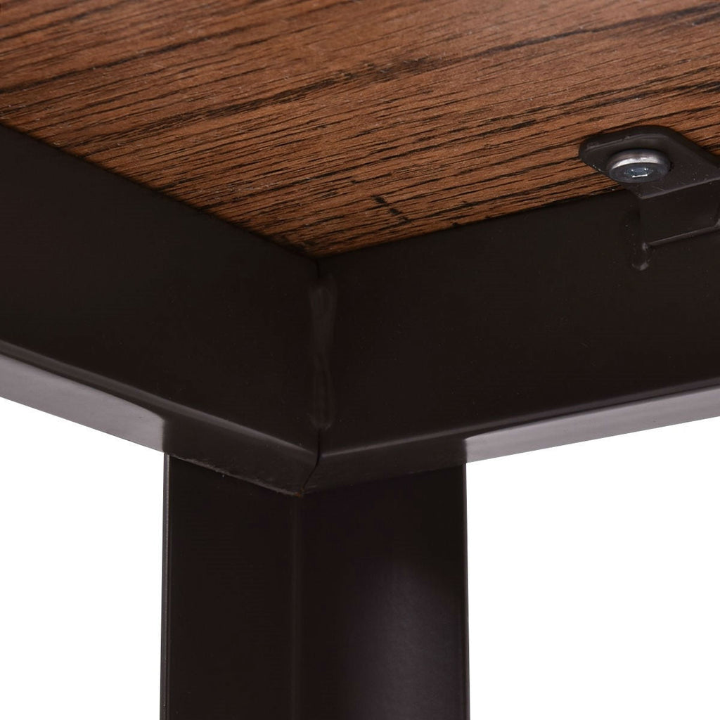 Industrial Modern Steel Frame Wood Top Computer Desk with Locking Wheels - Deals Kiosk