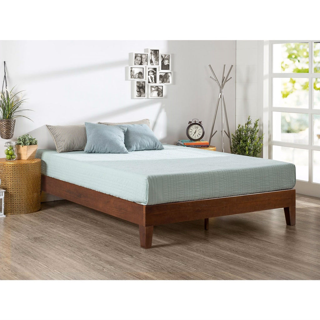 Full size Low Profile Solid Wood Platform Bed Frame in Espresso Finish - Deals Kiosk