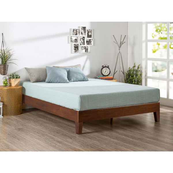 Full size Low Profile Solid Wood Platform Bed Frame in Espresso Finish - Deals Kiosk