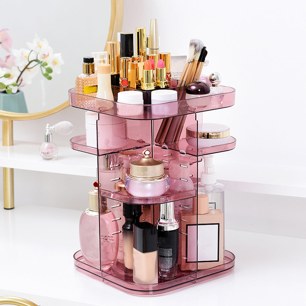 Adjustable 360 Rotating Makeup Jewelry Box Square Storage Rack Organizer Stand Display - Deals Kiosk