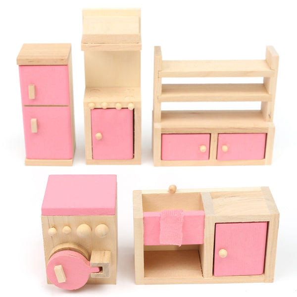 Wooden Doll Set Children Toys Miniature House Family Furniture Kit Accessories - Deals Kiosk