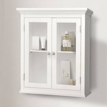 Classic 2-Door Bathroom Wall Cabinet in White Finish - Deals Kiosk
