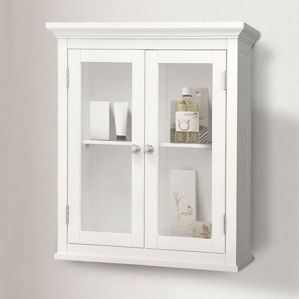 Classic 2-Door Bathroom Wall Cabinet in White Finish - Deals Kiosk