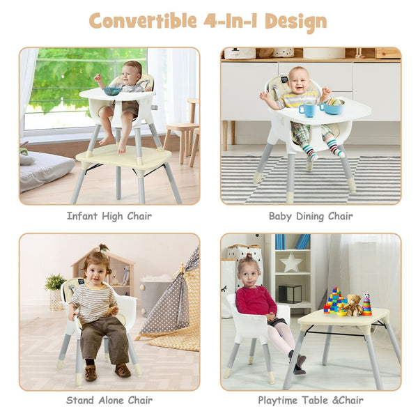 4 in 1 Baby Convertible Toddler Table Chair Set with PU Cushion - Deals Kiosk