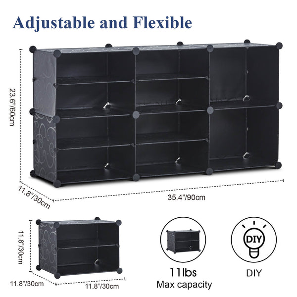 Portable Shoe Rack Organizer 10 Cube Organizer Stackable Plastic Cube Storage Shoe Rack 4 Tier Storage Shoe Cabinet for 18 Pair for Heels, Boots, Slippers RT - Deals Kiosk