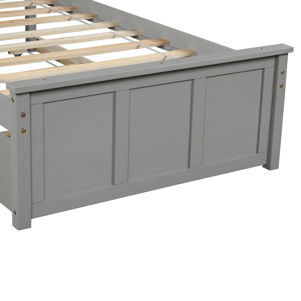 Platform Bed with Twin Size Trundle, Twin Size Frame, Gray (New) - Deals Kiosk