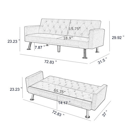 Modern Convertible Folding Futon Sofa Bed , Grey Fabric Sleeper Sofa Couch for Compact Living Space. - Deals Kiosk