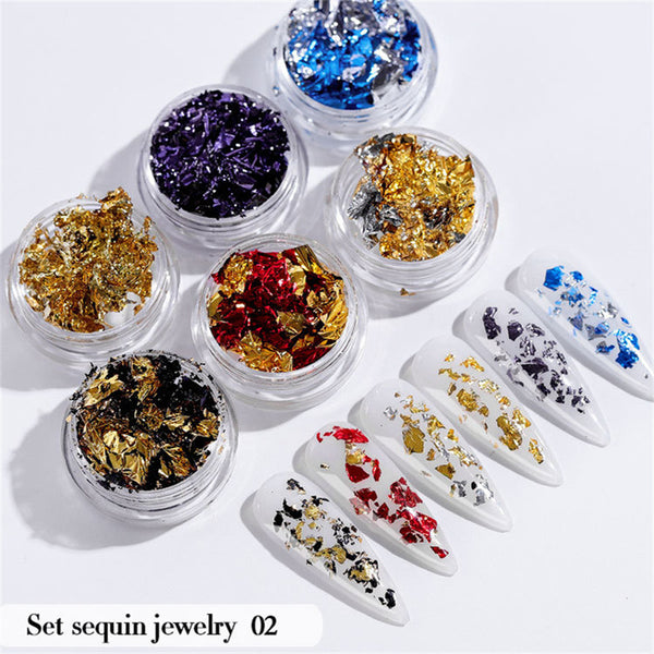 6PCS/Set Nail Beauty Chrome Glitter Kit, Nail Sequin Nail Art Mirror Powder Decoration - Deals Kiosk