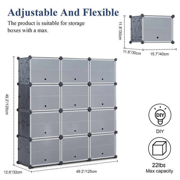 Portable Shoe Storage Organizer 4 Tier 24 Cube Shoe Rack Plastic Shoe Cabinet for Space Saving RT - Deals Kiosk