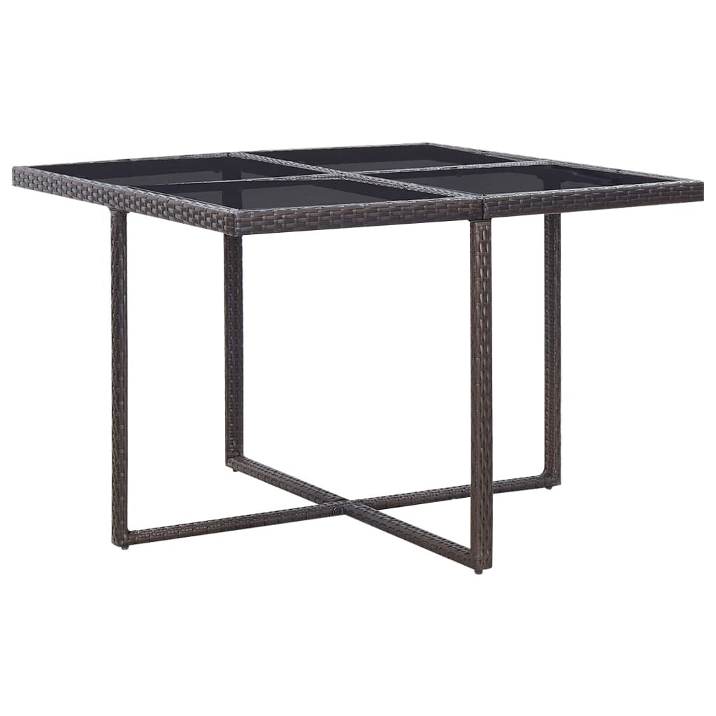 9 Piece Outdoor Dining Set with Cushions Poly Rattan Brown - Deals Kiosk