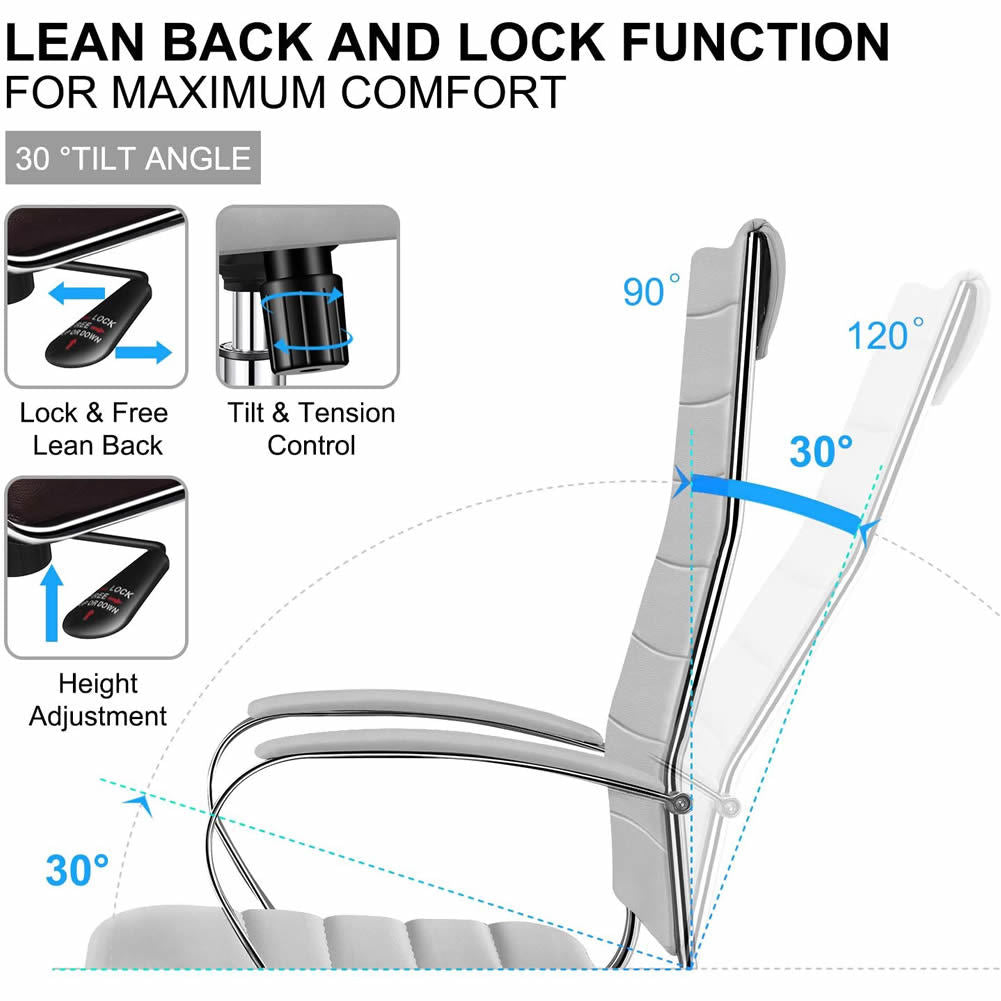 High Back Office Chair with Armrest Ergonomic Desk Chair for Extra Back & Lumbar Support Black Adjustable Swivel Chair in Durable Vegan Leather - Deals Kiosk