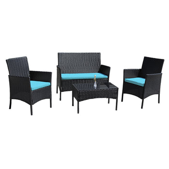 4 Piece Rattan Sofa Seating Set with Cushions - Deals Kiosk