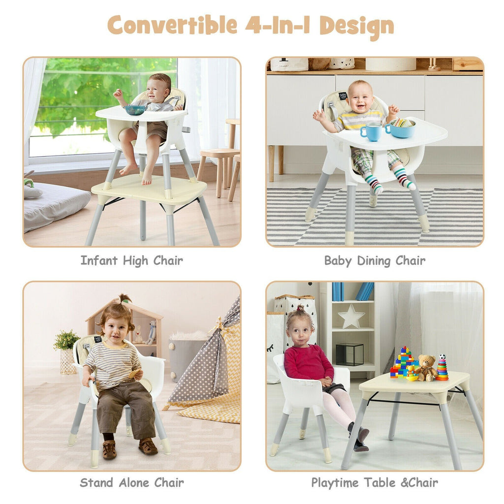 4 in 1 Baby Convertible Toddler Table Chair Set with PU Cushion - Deals Kiosk