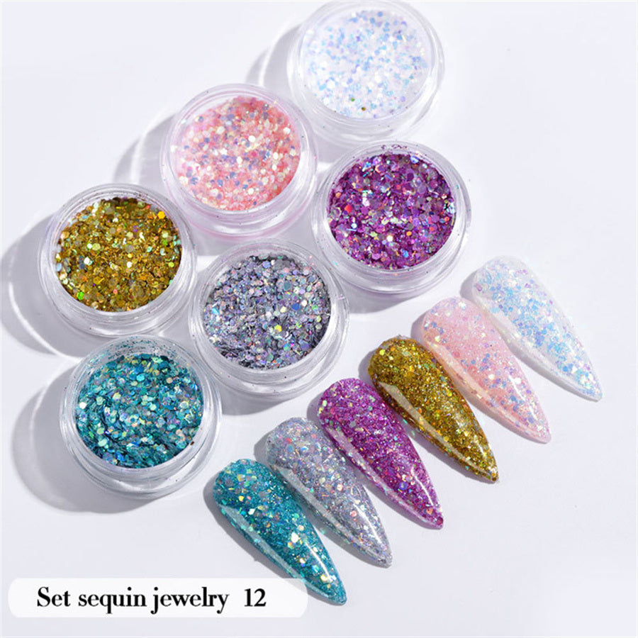 6PCS/Set Nail Beauty Chrome Glitter Kit, Nail Sequin Nail Art Mirror Powder Decoration - Deals Kiosk
