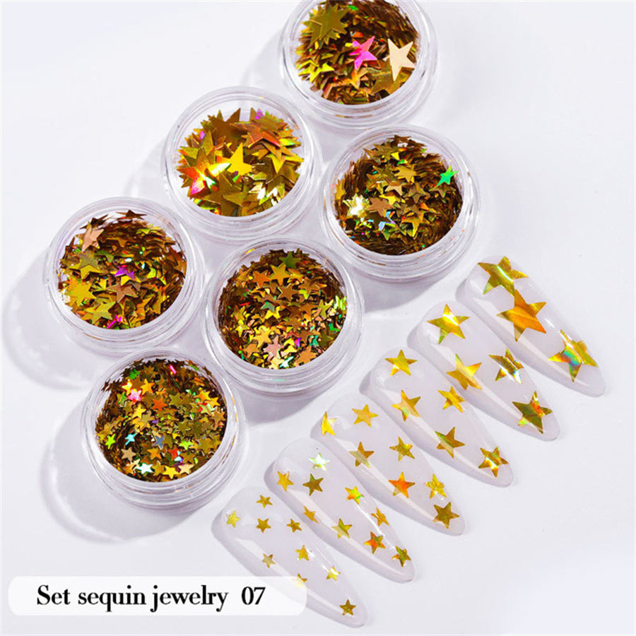6PCS/Set Nail Beauty Chrome Glitter Kit, Nail Sequin Nail Art Mirror Powder Decoration - Deals Kiosk