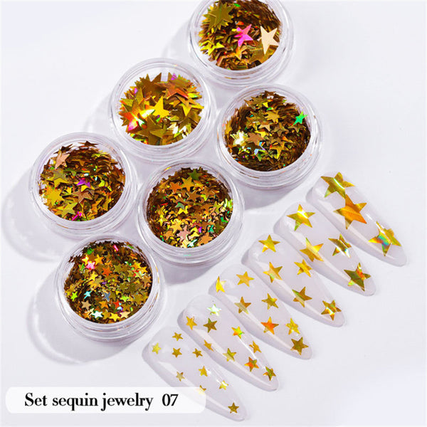 6PCS/Set Nail Beauty Chrome Glitter Kit, Nail Sequin Nail Art Mirror Powder Decoration - Deals Kiosk
