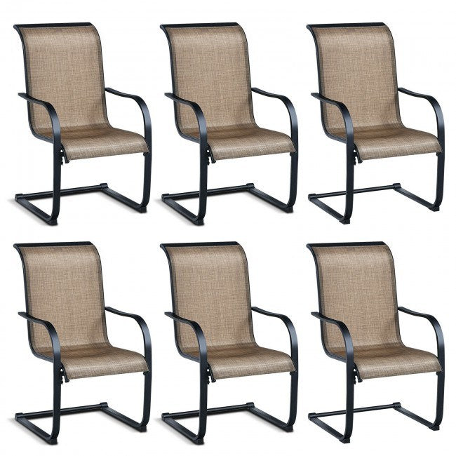 6 Pieces Patio Dining Chairs with Armrests and Neck Support - Deals Kiosk