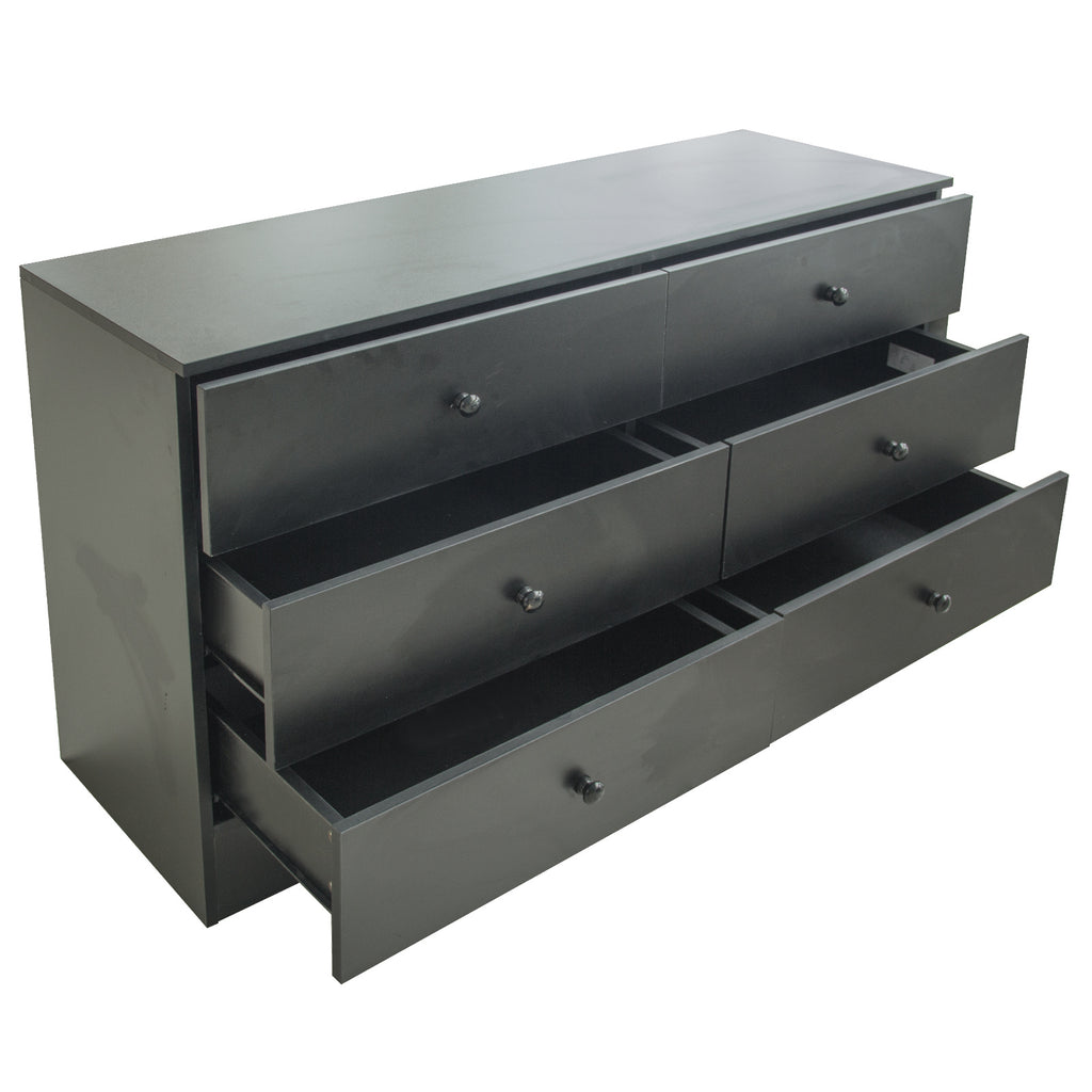 Chest of Drawers Wood Storage Cabinet with 6 Drawers Black - Deals Kiosk