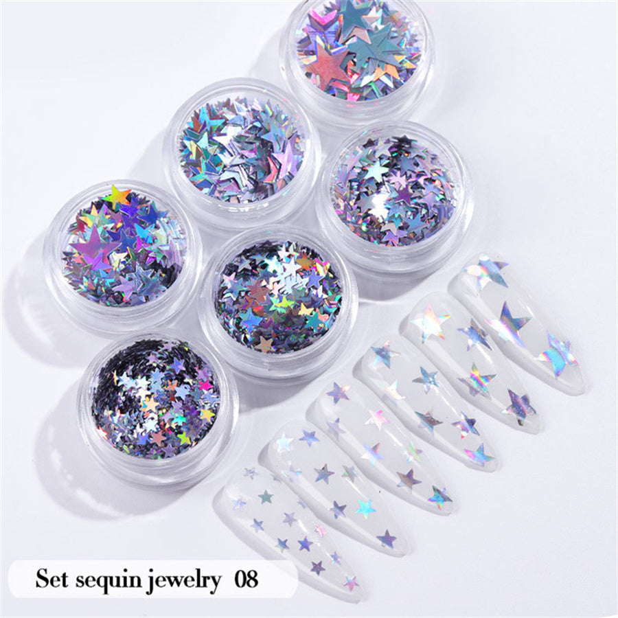 6PCS/Set Nail Beauty Chrome Glitter Kit, Nail Sequin Nail Art Mirror Powder Decoration - Deals Kiosk