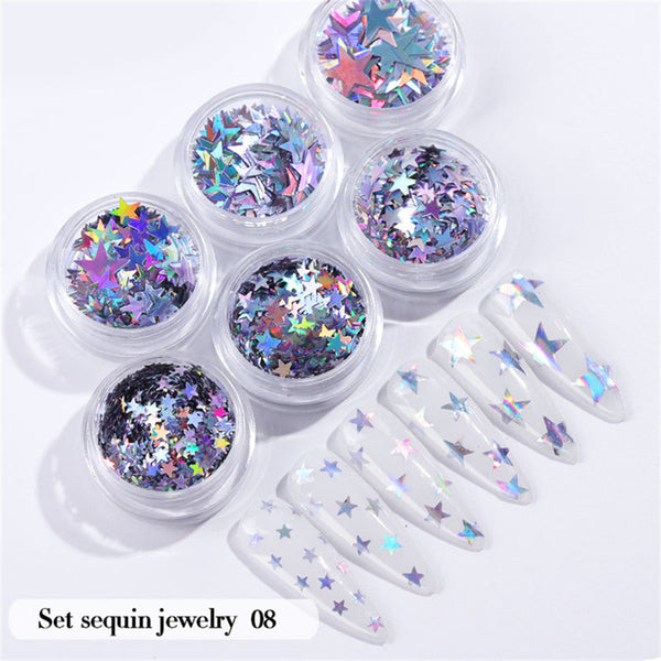 6PCS/Set Nail Beauty Chrome Glitter Kit, Nail Sequin Nail Art Mirror Powder Decoration - Deals Kiosk