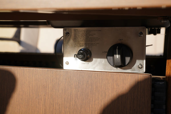 7 PCS Patio Conversational Sofa Set With 1 Gas Firepit And Ice Container Rectangle Dining Table. 1 Storage Box  And 2 Ottomans - Deals Kiosk