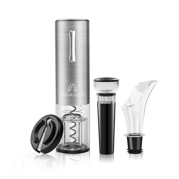 Electric Wine opener set Wine Gift Set,4 in 1 set,Includes Stainless Steel Electric wine opener,Pourer,Vacuum stopper,Foil cutter&Charging Line - Deals Kiosk