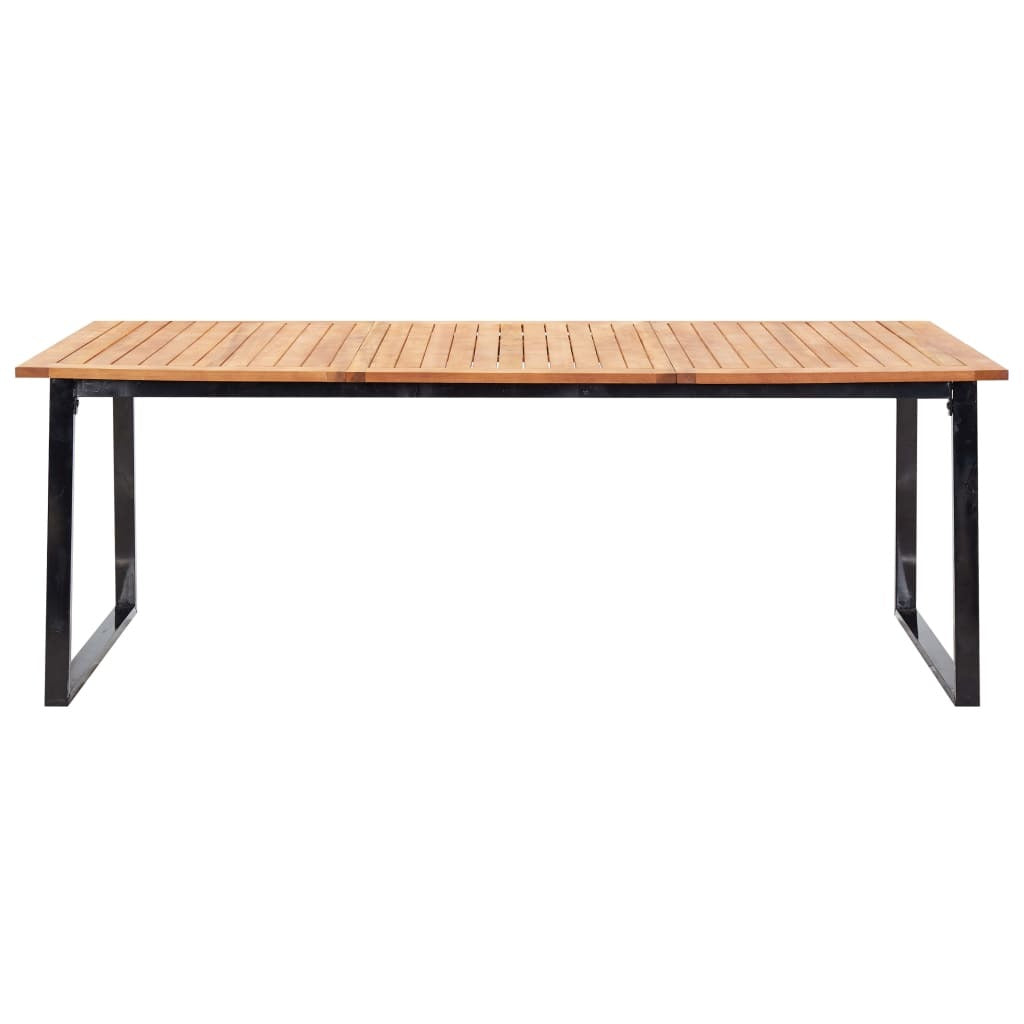 9 Piece Outdoor Dining Set Poly Rattan and Acacia Wood Black - Deals Kiosk