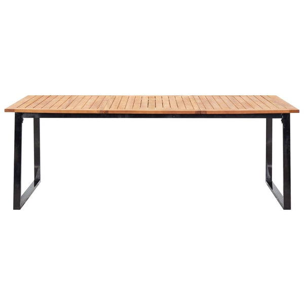 9 Piece Outdoor Dining Set Poly Rattan and Acacia Wood Black - Deals Kiosk