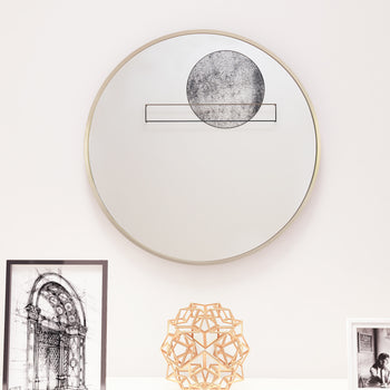 Matte Gold Wall Mirror 24 inches; Round Mirror Metal Framed Mirror Circle Wall Mounted Mirror, Circular Mirror for Bathroom Wall Decor Living Room - Deals Kiosk