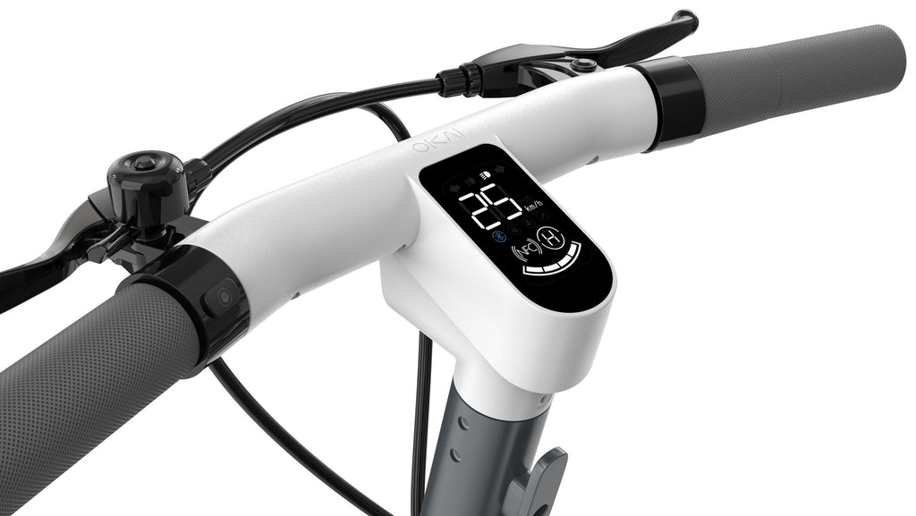 OKAI Beetle Electric Scooter with Seat, Up to 25 Miles Range & 15.5MPH, Modern Moped Scooter Bike with 10inch Vacuum Tires - Deals Kiosk