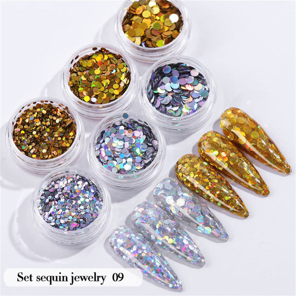 6PCS/Set Nail Beauty Chrome Glitter Kit, Nail Sequin Nail Art Mirror Powder Decoration - Deals Kiosk