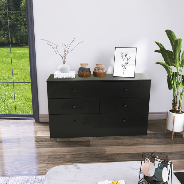 Chest of Drawers Wood Storage Cabinet with 6 Drawers Black - Deals Kiosk