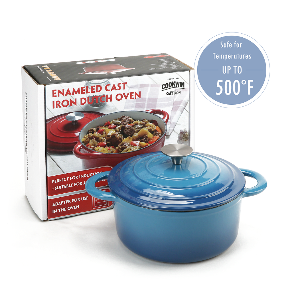 COOKWIN Enameled Cast Iron Dutch Oven with Self Basting Lid, Enamel Coated Cookware Pot 3QT - Deals Kiosk