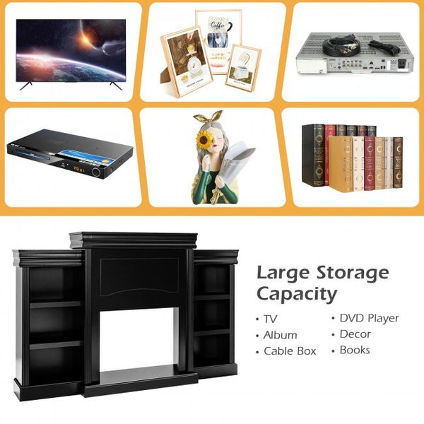 70 Inch Modern Fireplace Media Entertainment Center with Bookcase - Deals Kiosk