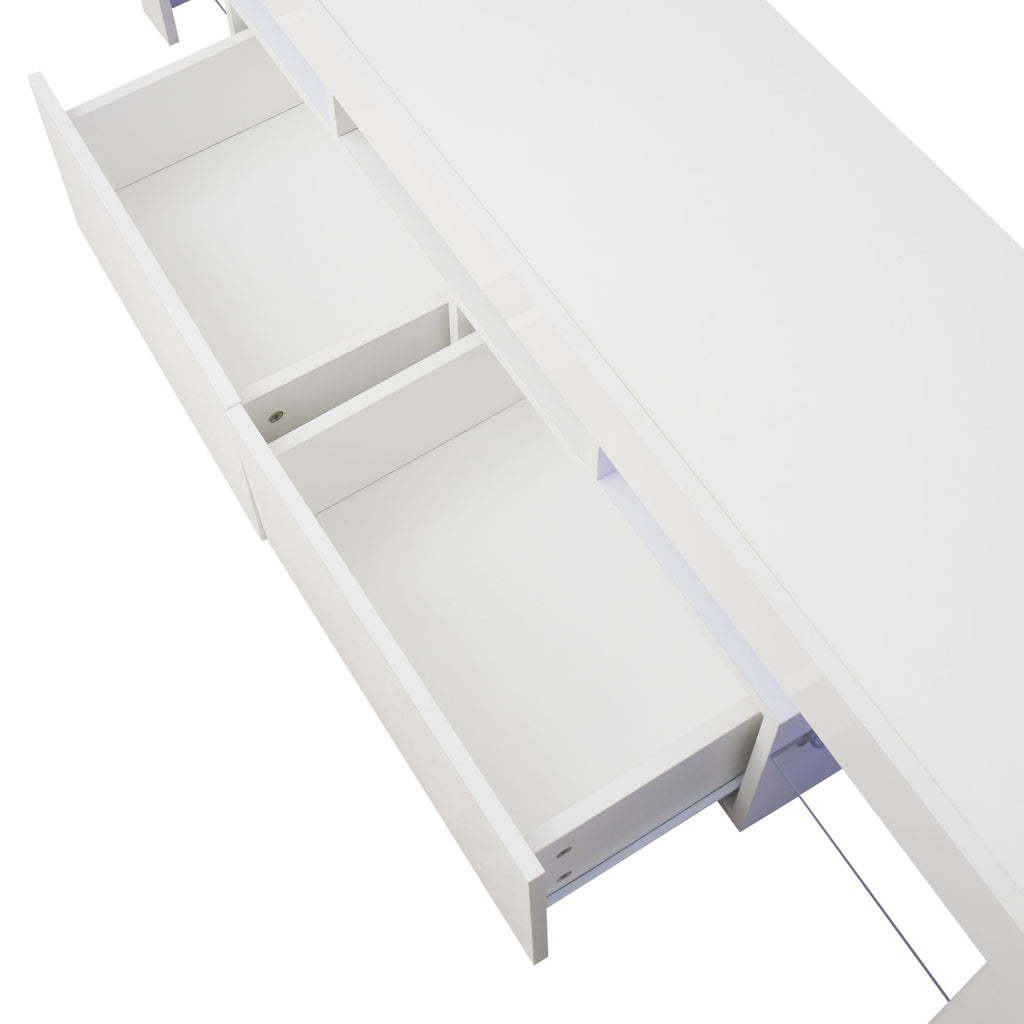 Modern White TV Stand, 20 Colors LED TV Stand w/Remote Control Lights - Deals Kiosk