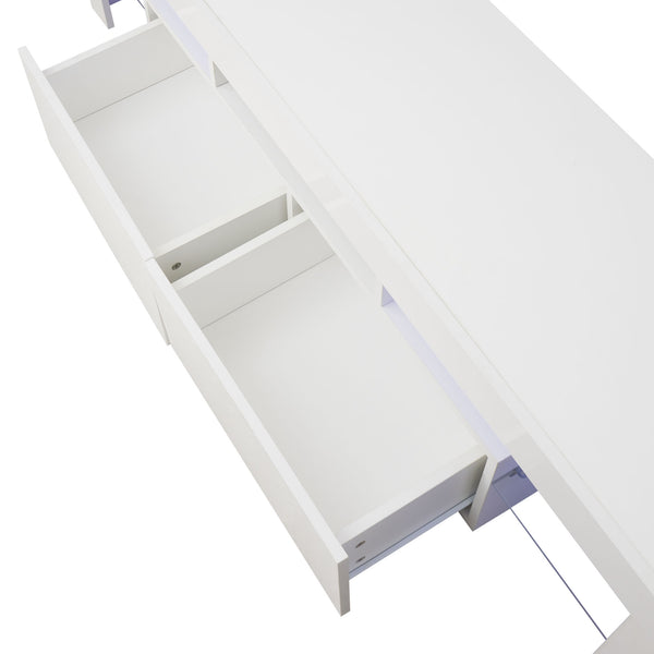 Modern White TV Stand, 20 Colors LED TV Stand w/Remote Control Lights - Deals Kiosk