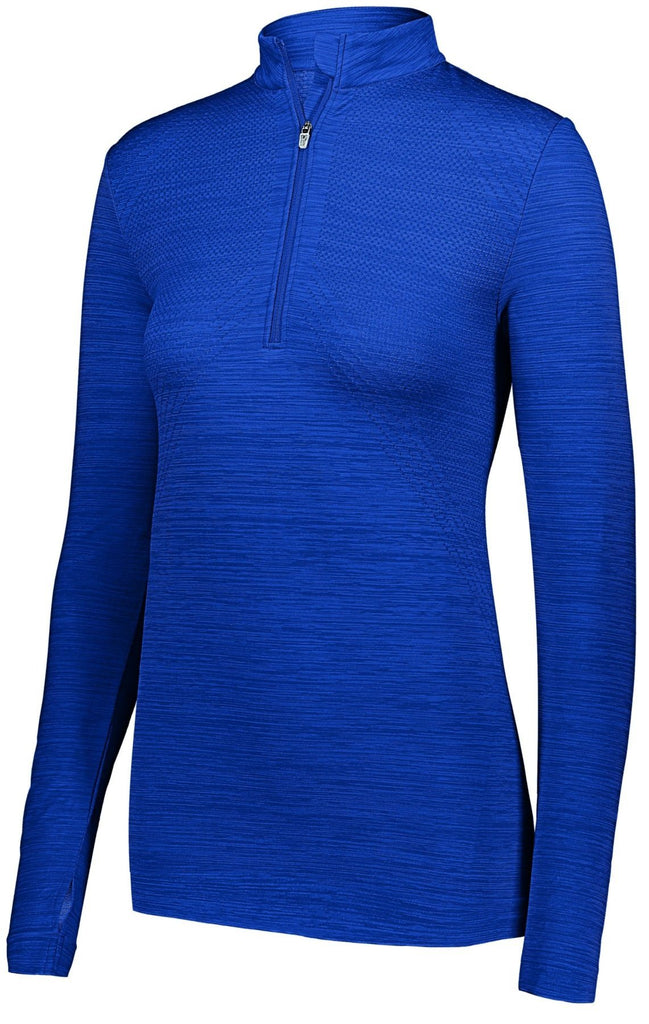 Ladies Athletic Shirt, Long Sleeve Striated 1/2 Zip Pullover Sports Top - Sportswear - Deals Kiosk