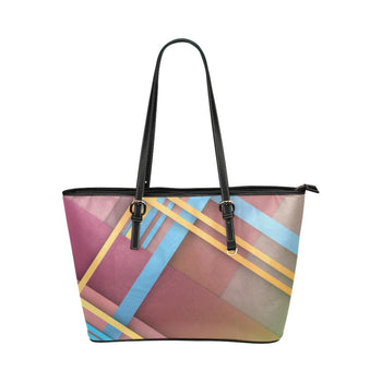 Geometric Pink And Blue Grid Style Tote Shoulder Bag - Deals Kiosk