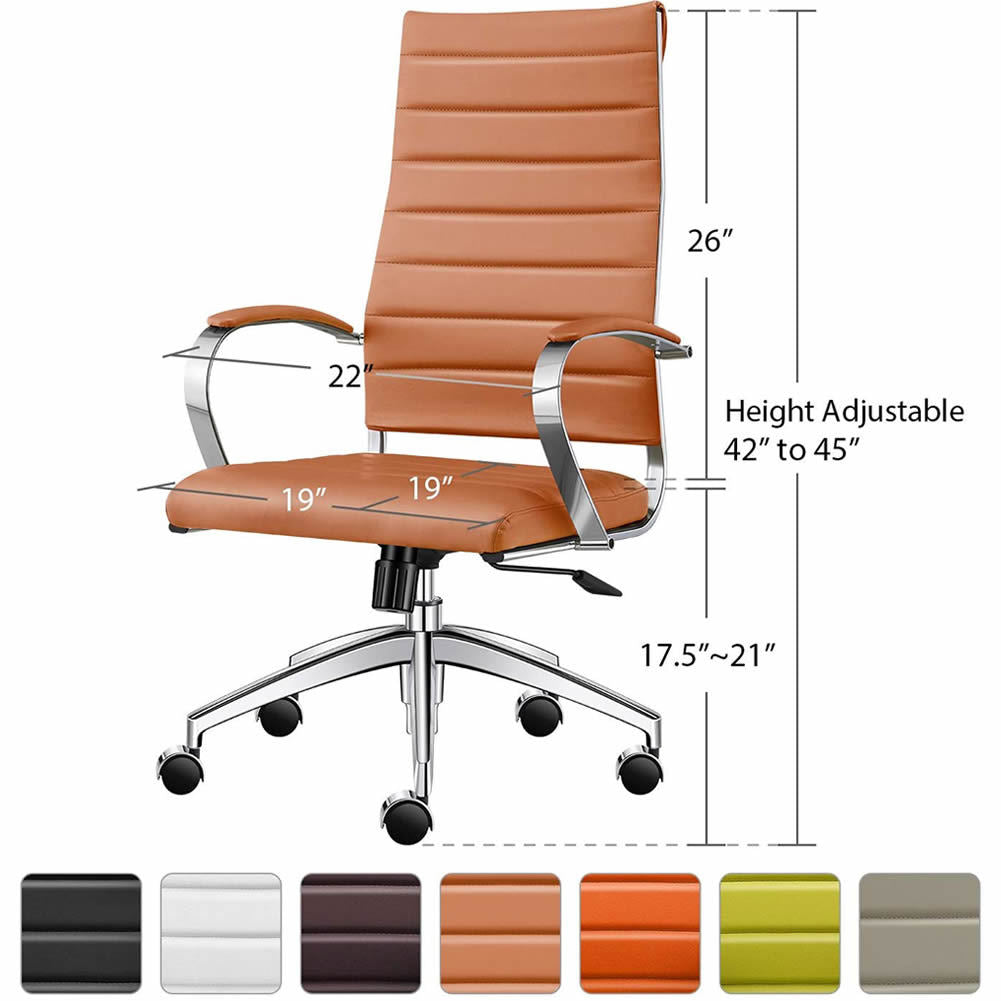 High Back Office Chair with Armrest Ergonomic Desk Chair for Extra Back & Lumbar Support Black Adjustable Swivel Chair in Durable Vegan Leather - Deals Kiosk