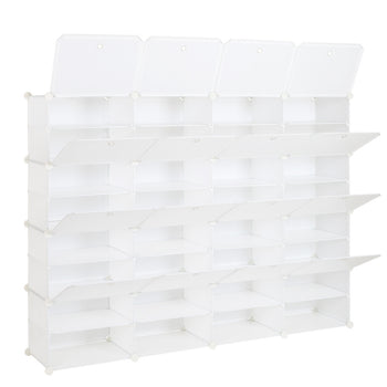 8-Tier Portable 64 Pair Shoe Rack Organizer 32 Grids Tower Shelf Storage Cabinet Stand Expandable for Heels, Boots, Slippers, White RT - Deals Kiosk