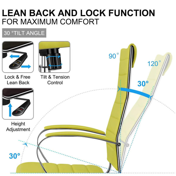 High Back Office Chair with Armrest Ergonomic Desk Chair for Extra Back & Lumbar Support Black Adjustable Swivel Chair in Durable Vegan Leather - Deals Kiosk