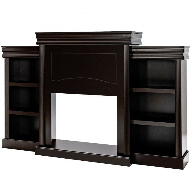 70 Inch Modern Fireplace Media Entertainment Center with Bookcase - Deals Kiosk
