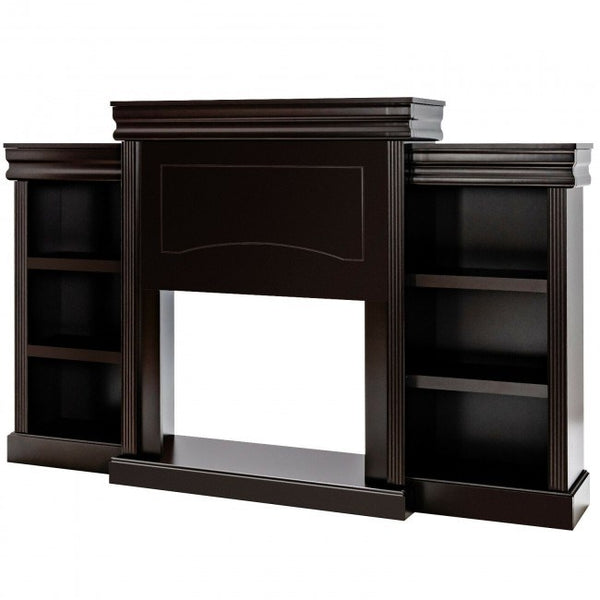 70 Inch Modern Fireplace Media Entertainment Center with Bookcase - Deals Kiosk