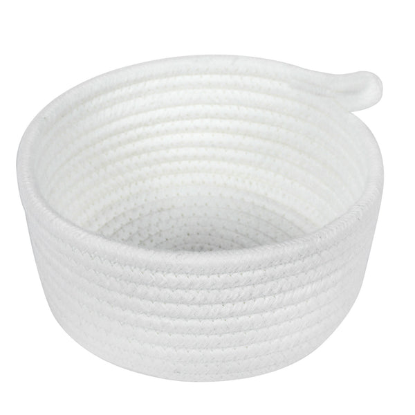 Baby White Woven Cotton Rope Basket, 2 Pieces Small Decorative Toy Storage Baskets for Gifts Empty - Deals Kiosk