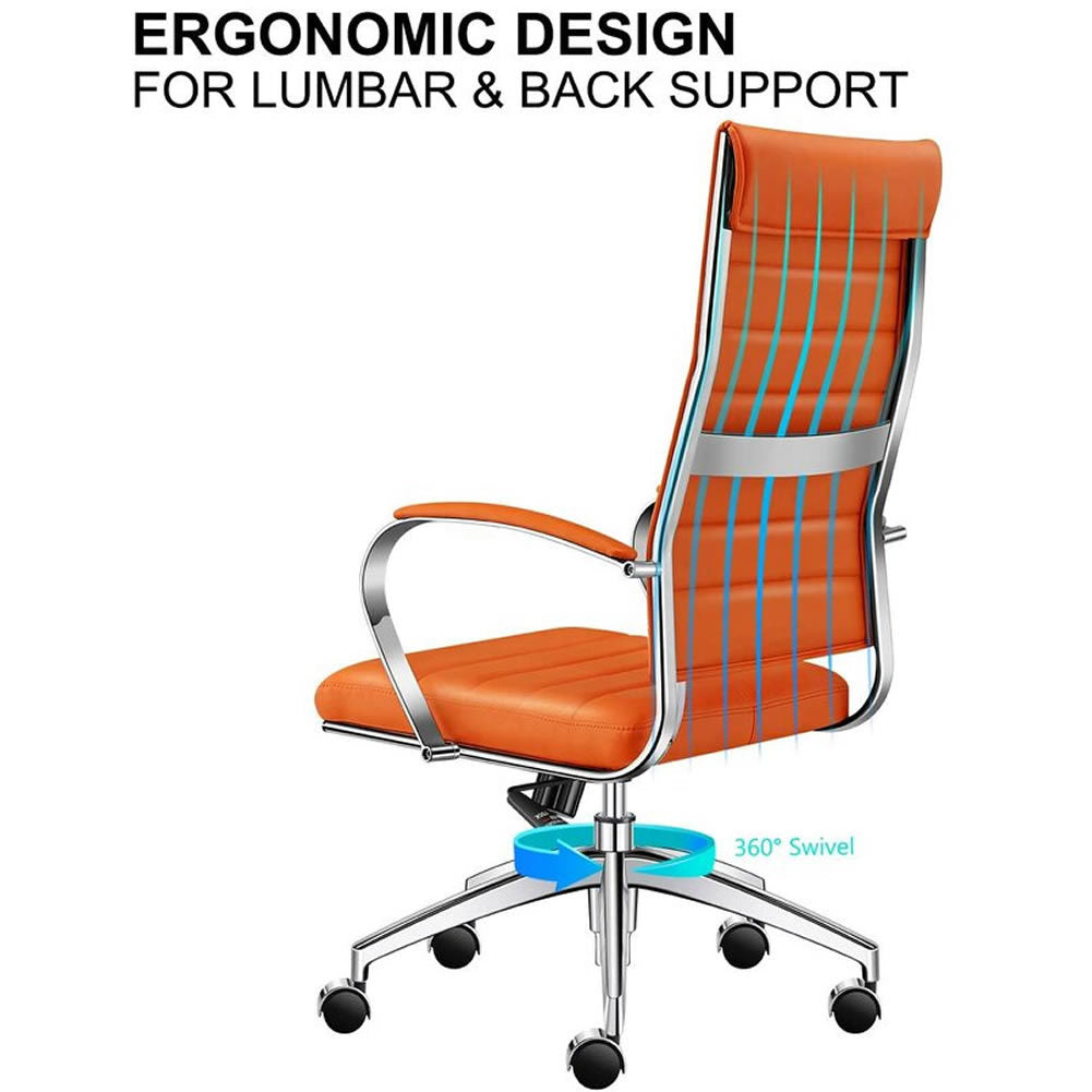 High Back Office Chair with Armrest Ergonomic Desk Chair for Extra Back & Lumbar Support Black Adjustable Swivel Chair in Durable Vegan Leather - Deals Kiosk