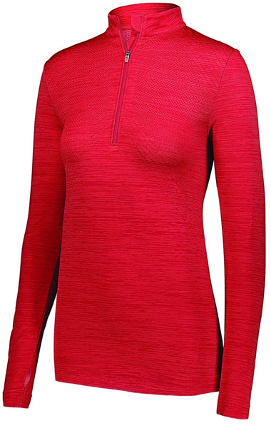 Ladies Athletic Shirt, Long Sleeve Striated 1/2 Zip Pullover Sports Top - Sportswear - Deals Kiosk